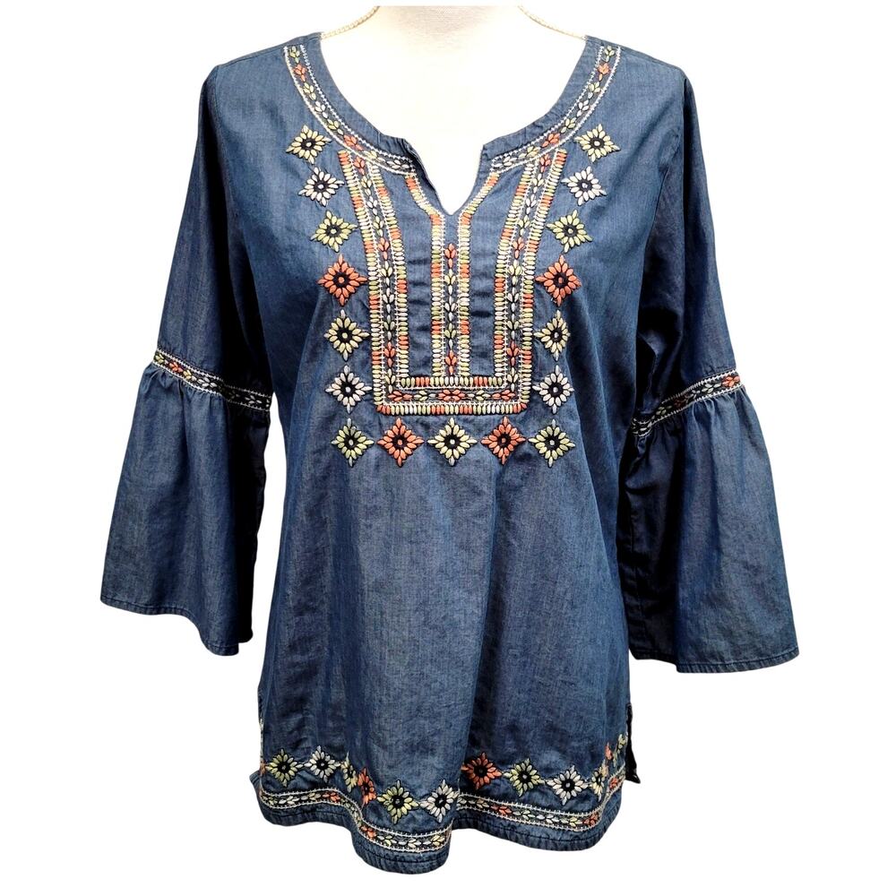 Parsley & Sage Tunic Top Medium Peasant Blouse